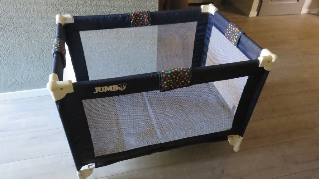 Jumbo Campingbed blauw opklapbaar, Ophalen, Gebruikt, Minder dan 140 cm, 70 tot 85 cm