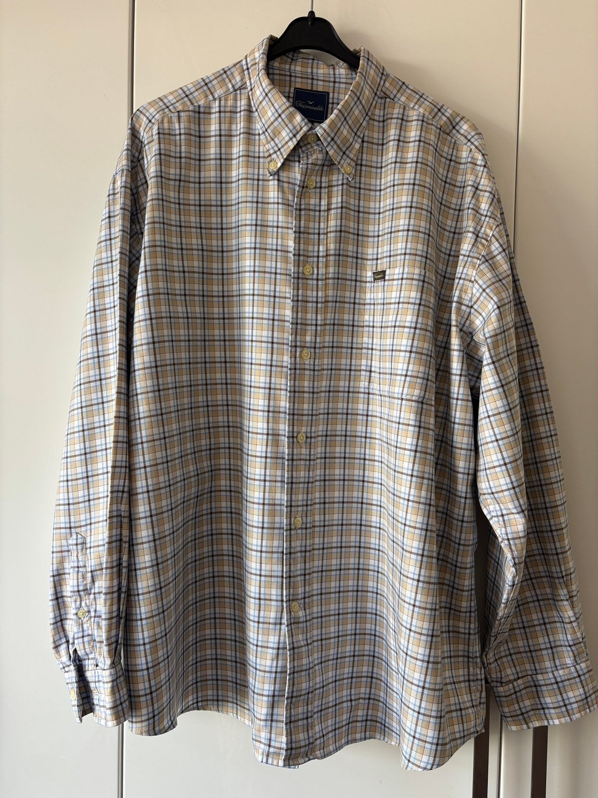 Façonnable ruitjes overhemd maat XXXL, Verzenden, Zo goed als nieuw, Blauw, Overige halswijdtes