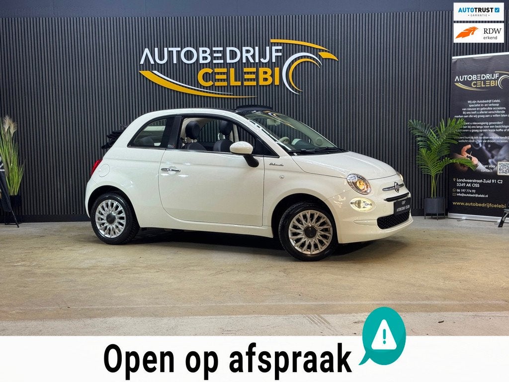 Fiat 500 C 1.0 Hybrid Dolcevita 2023 WIT CABRIO|CARPLAY, Auto's, Fiat, Voorwielaandrijving, Gebruikt, Cabriolet, 4 stoelen