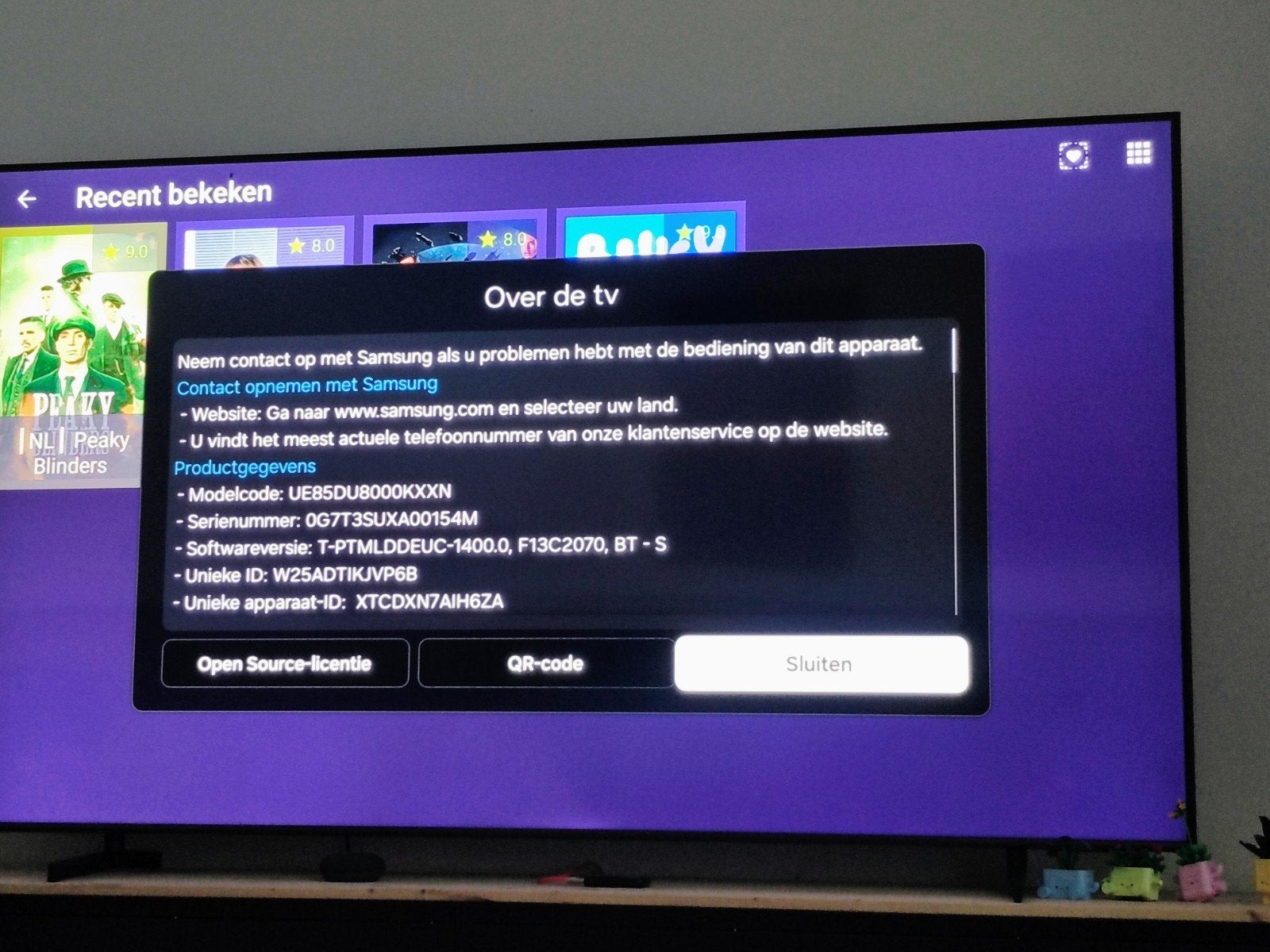 Samsung UE85DU8000KXXN 85 inch 4K Smart TV, Audio, Tv en Foto, Televisies, LED, 50 Hz, Ophalen of Verzenden, Zo goed als nieuw
