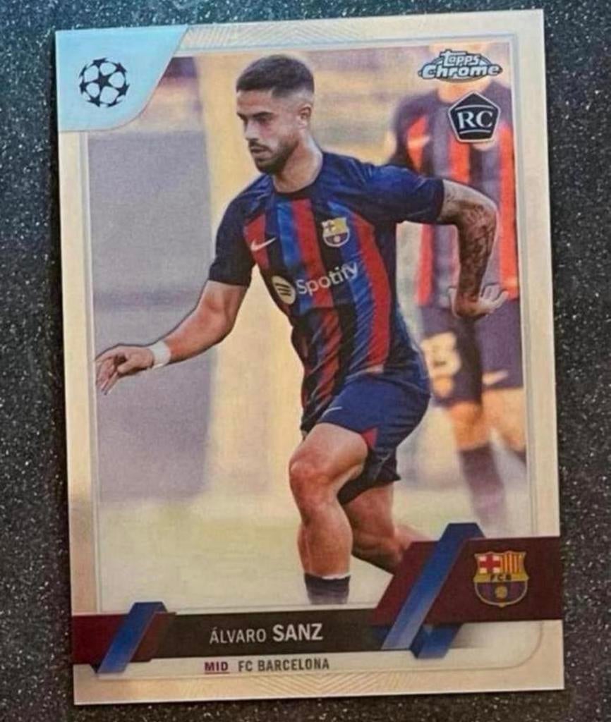 Topps Chrome 2023   ROOKIE CARD   ÁLVARO SANZ   FC BARCELONA, Verzenden, Zo goed als nieuw, Plaatje