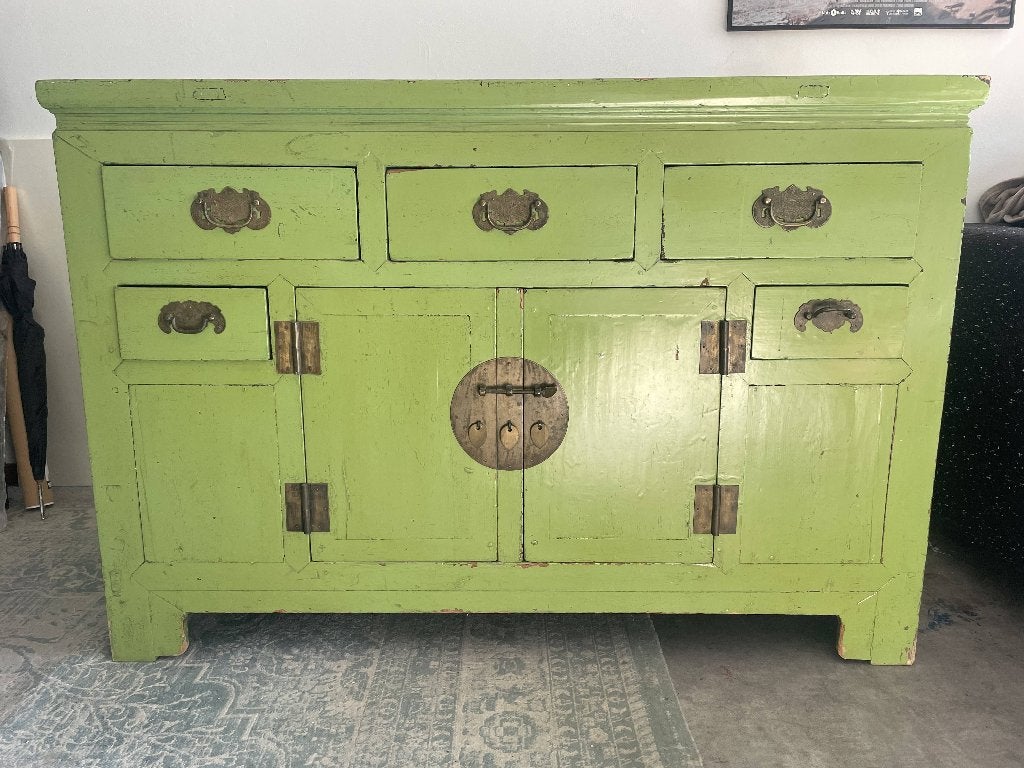 Originele Chinese kast / dressoir – groen – massief hout, Ophalen of Verzenden