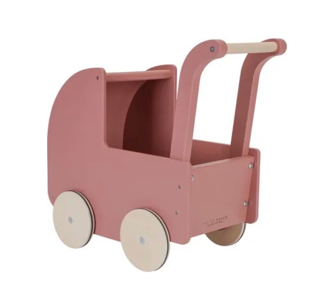 Little Dutch houten poppenwagen - Donker roze, Ophalen of Verzenden, Zo goed als nieuw, Overige typen