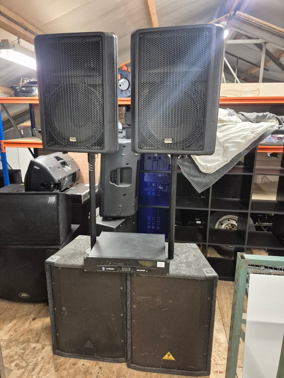 Complete PA geluidsset: DAP Behringer Crown, Gebruikt, Speakerset, Ophalen, 150 watt of meer