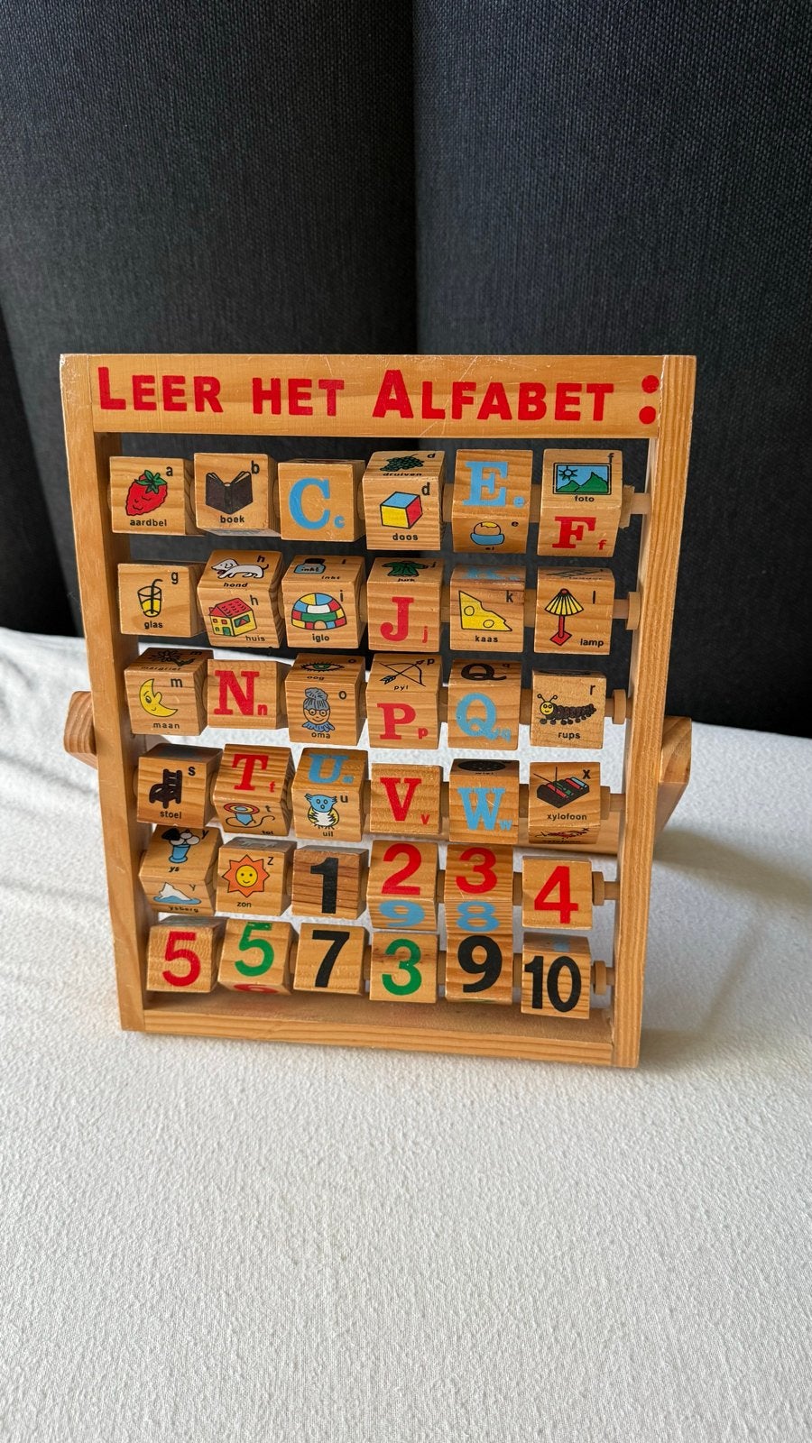 Houten Alfabet en Cijfers Leerbord - Educatief Speelgoed, Ophalen of Verzenden, Gebruikt, Taal en Lezen