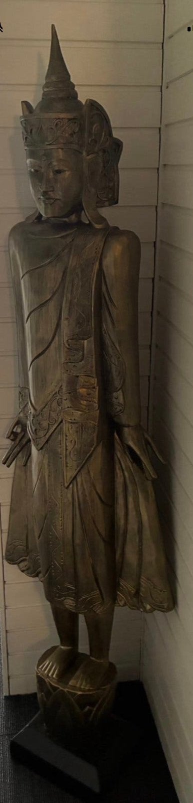 Zeer zeldzame rattanakosin boeddha, Gebruikt, Met sokkel, Hout, Goud