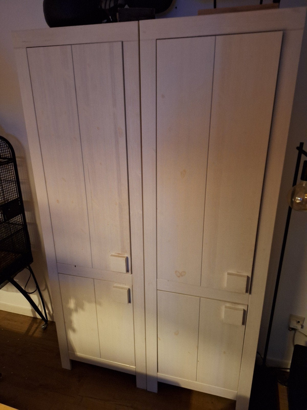 2 Woood witte houten kasten met planken en deuren, Ophalen, Gebruikt