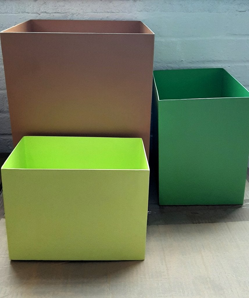 NIEUW, HKLiving set van 3 metal boxes, lime, groen en bruin, Groen, Nieuw, Ophalen of Verzenden, Metaal