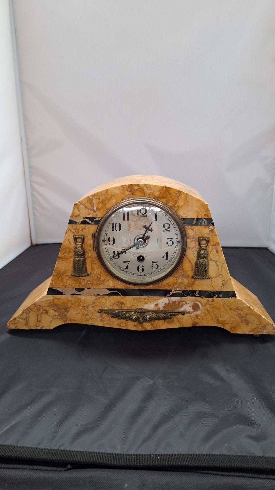 Antieke marmeren schoorsteenklok - Art Deco, Ophalen of Verzenden