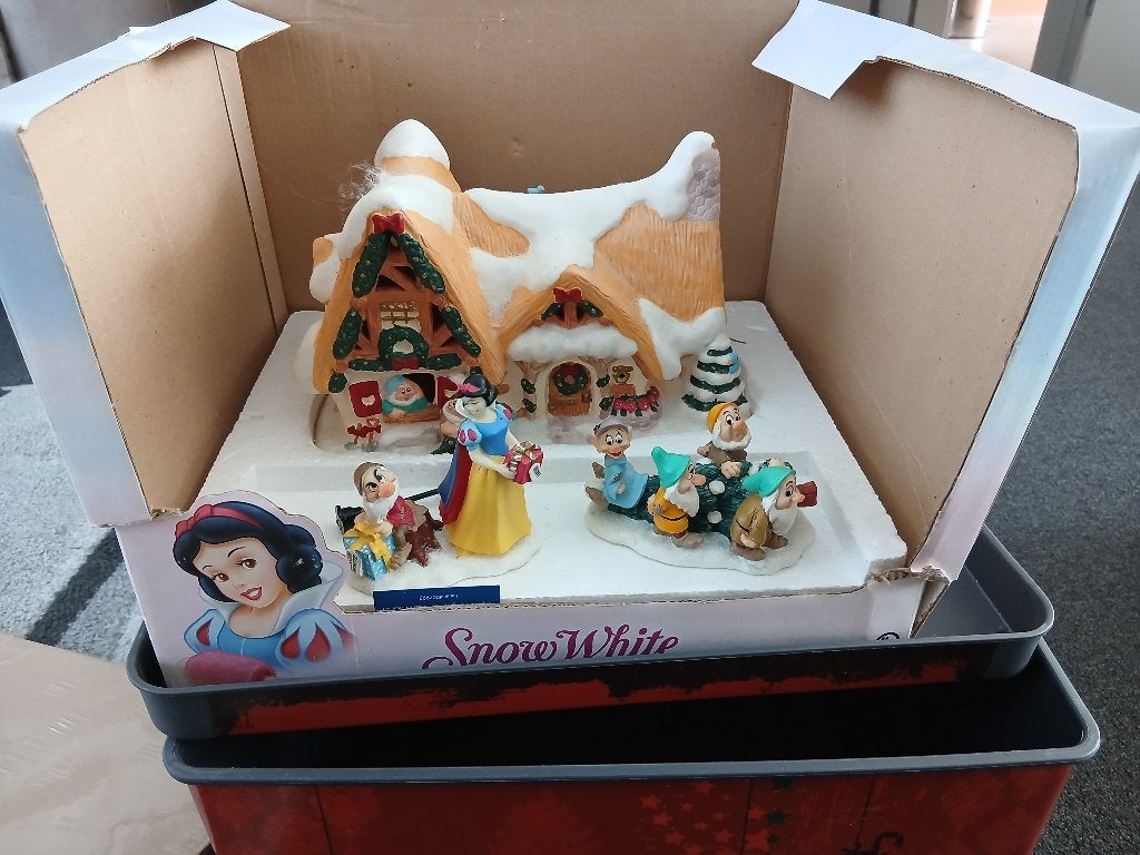 Disney Snow White -7 Dwarfs Christmas Porcelain Village 2004, Ophalen, Zo goed als nieuw