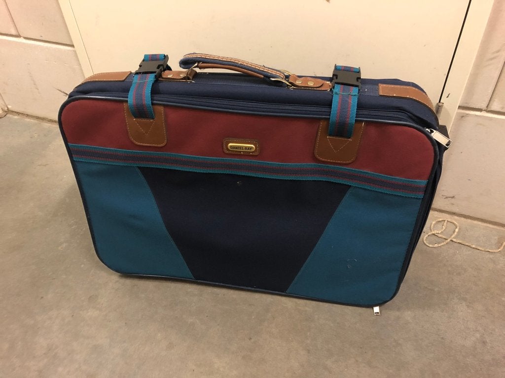 gekleurde koffer, Sieraden, Tassen en Uiterlijk, Koffers, Overige materialen, Gebruikt, 45 tot 55 cm, Wieltjes