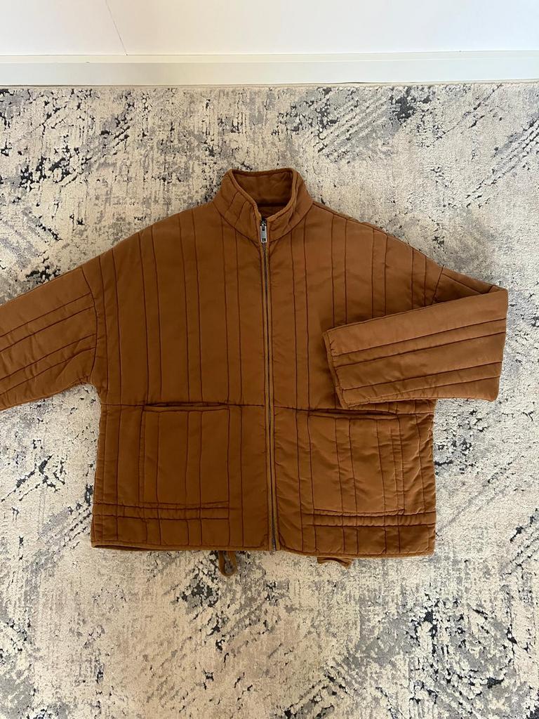 Zara gewatteerde quilted jas, Ophalen of Verzenden, Zo goed als nieuw, Maat 34 (XS) of kleiner, Bruin