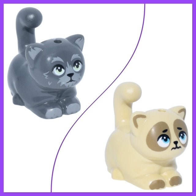 lego poes, kat zittend donker grijs (2) en beige (2), Ophalen of Verzenden, Nieuw, Accessoire, Lego