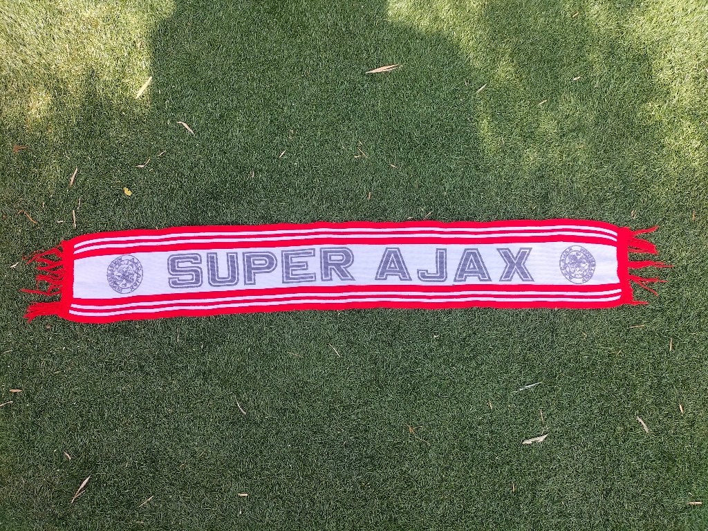 Voetbalsjaal Super Ajax - AFC Ajax Amsterdam - vintage, Ophalen of Verzenden, Gebruikt, Ajax, Vaantje of Sjaal