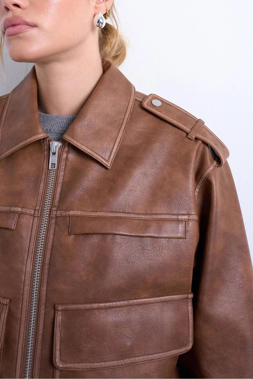 Imitatie nep leren jas Topshop small nieuw faux leather, Ophalen of Verzenden, Nieuw, Bruin