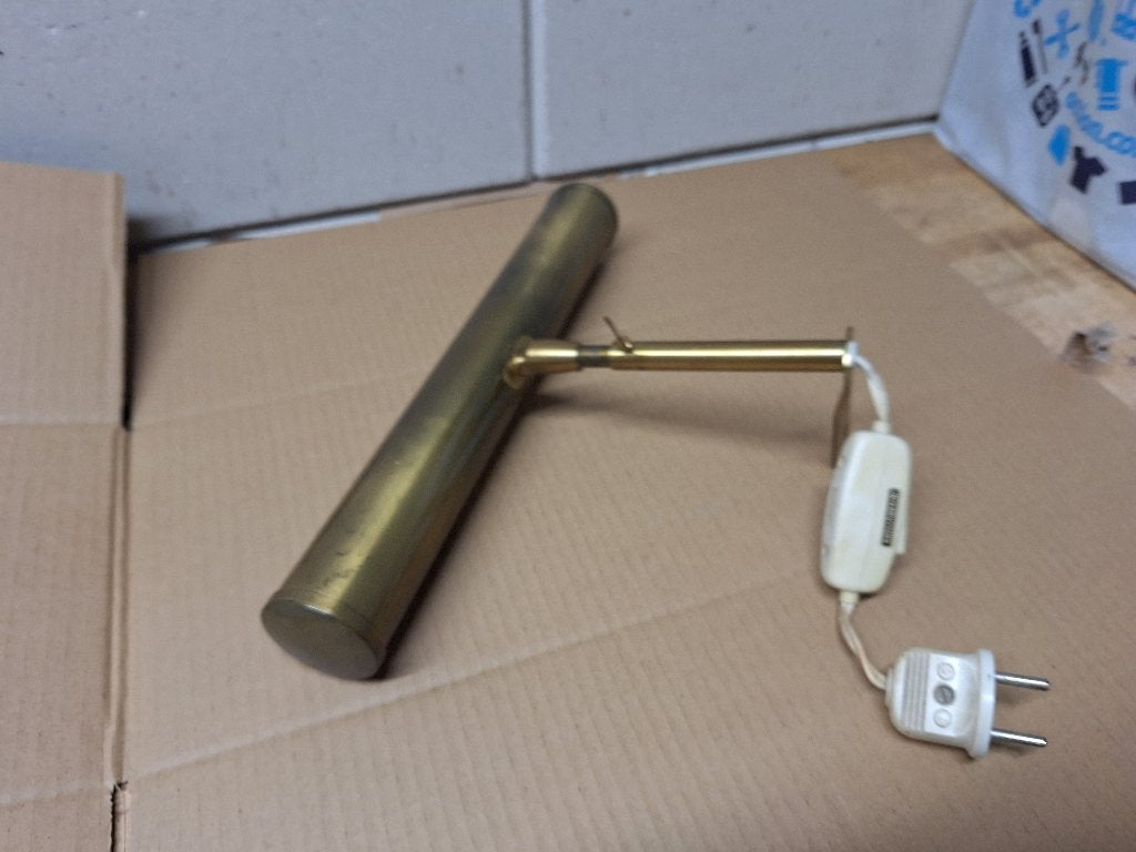 Vintage messing schilderijlamp/wandlamp met schakelaar, Ophalen of Verzenden, Goud, Gebruikt, Met schakelaar