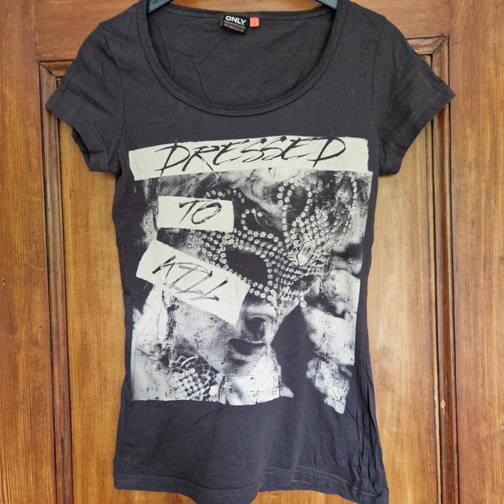 ONLY T-shirt 'Dressed to Kill' Maat S, Ophalen of Verzenden, Korte mouw, Maat 36 (S), Grijs