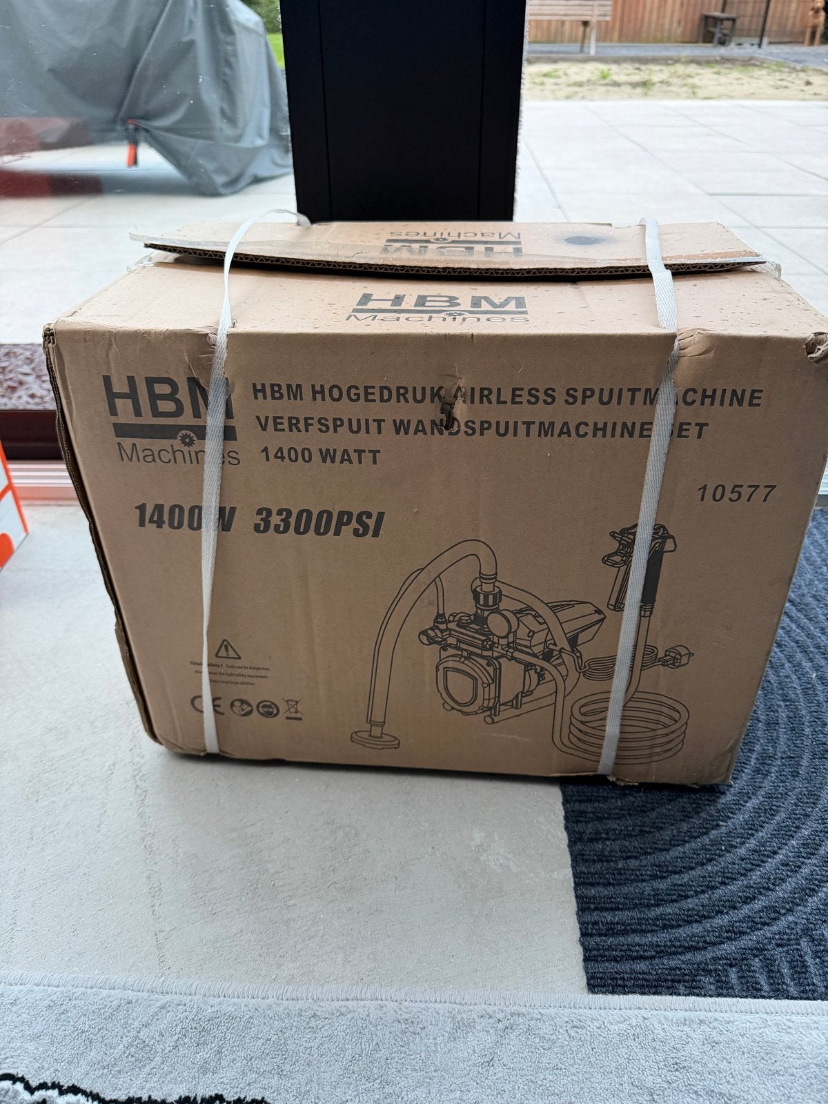HBM Hogedruk Airless Verfspuitmachine 1400W, Ophalen of Verzenden, Nieuw