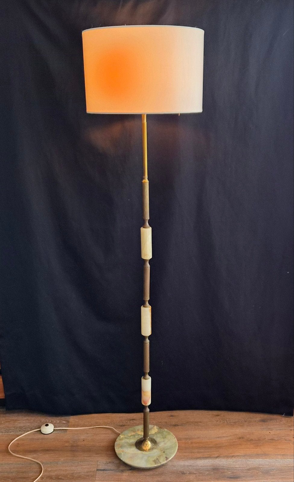 Grote Vintage Onyx Vloerlamp, Ophalen, Gebruikt, Metaal, 150 tot 200 cm