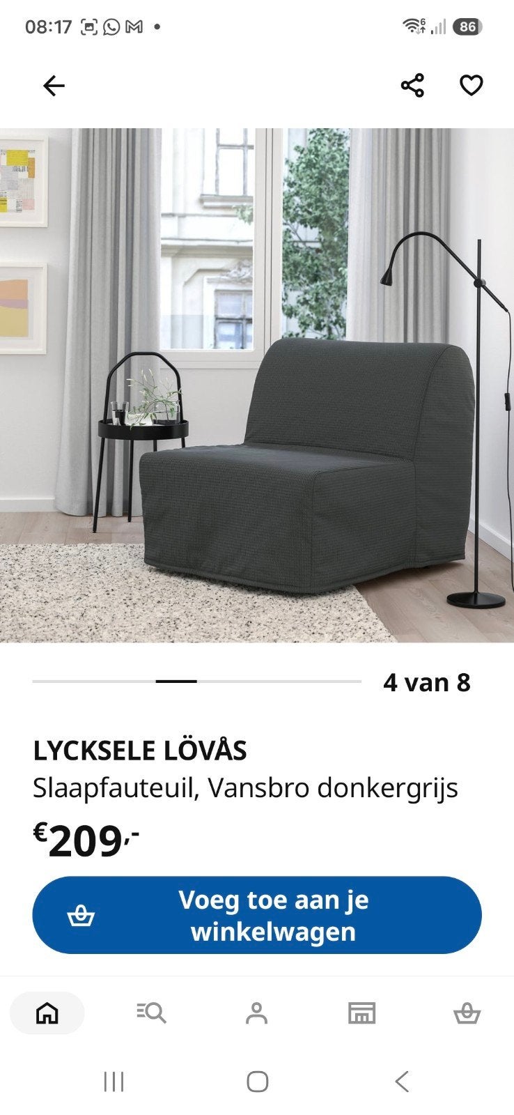 Ikea slaapbank in nieuwstaat, Ophalen, Eenpersoons, 190 cm of minder, Zo goed als nieuw