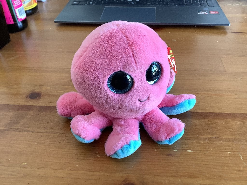Ty beanie boo knuffel. Sheldon octopus. met kaartjes. 2023, Overige typen, Ophalen of Verzenden, Roze, Ty