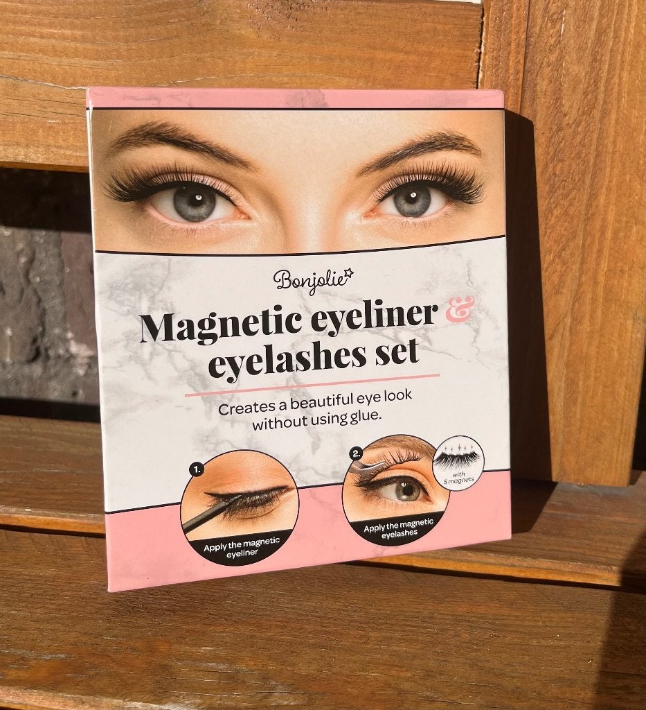 Magnetische wimpers - nepwimpers met eyeliner en applicator, Ophalen of Verzenden, Nieuw, Zwart, Ogen