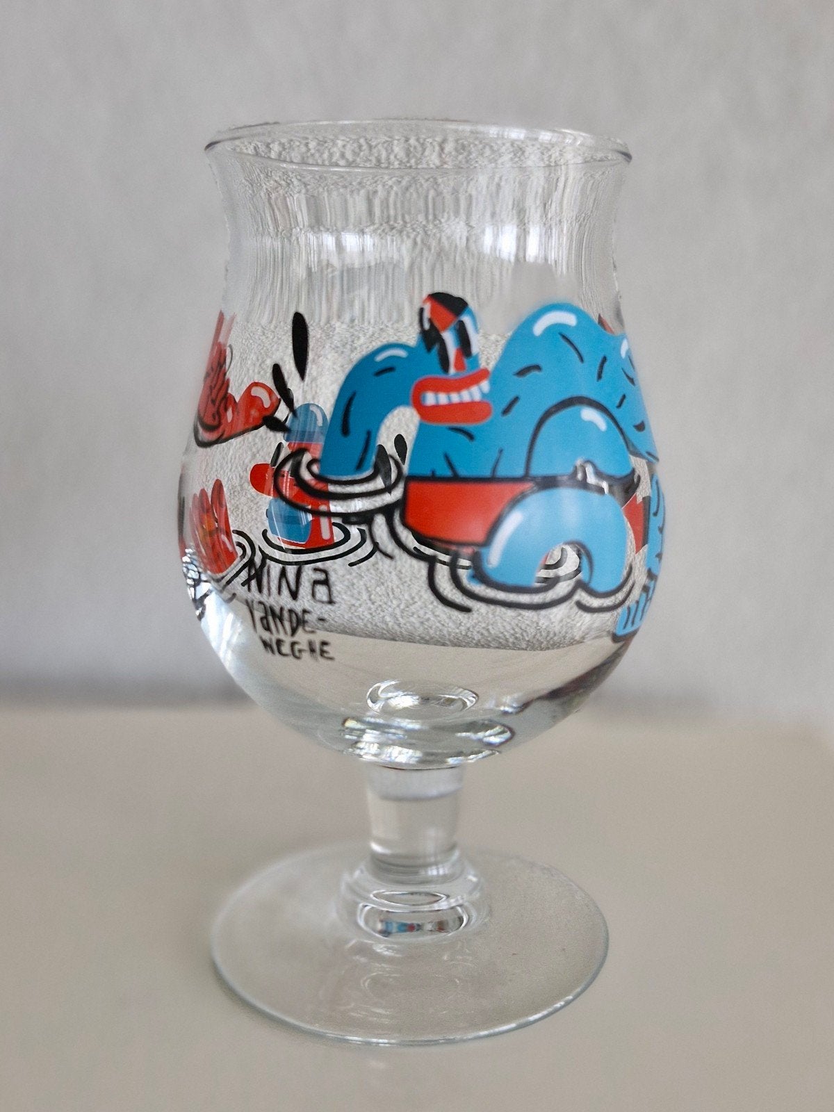 Duvel glas Nina Vandeweghe, Ophalen of Verzenden, Zo goed als nieuw, Glas of Glazen, Duvel