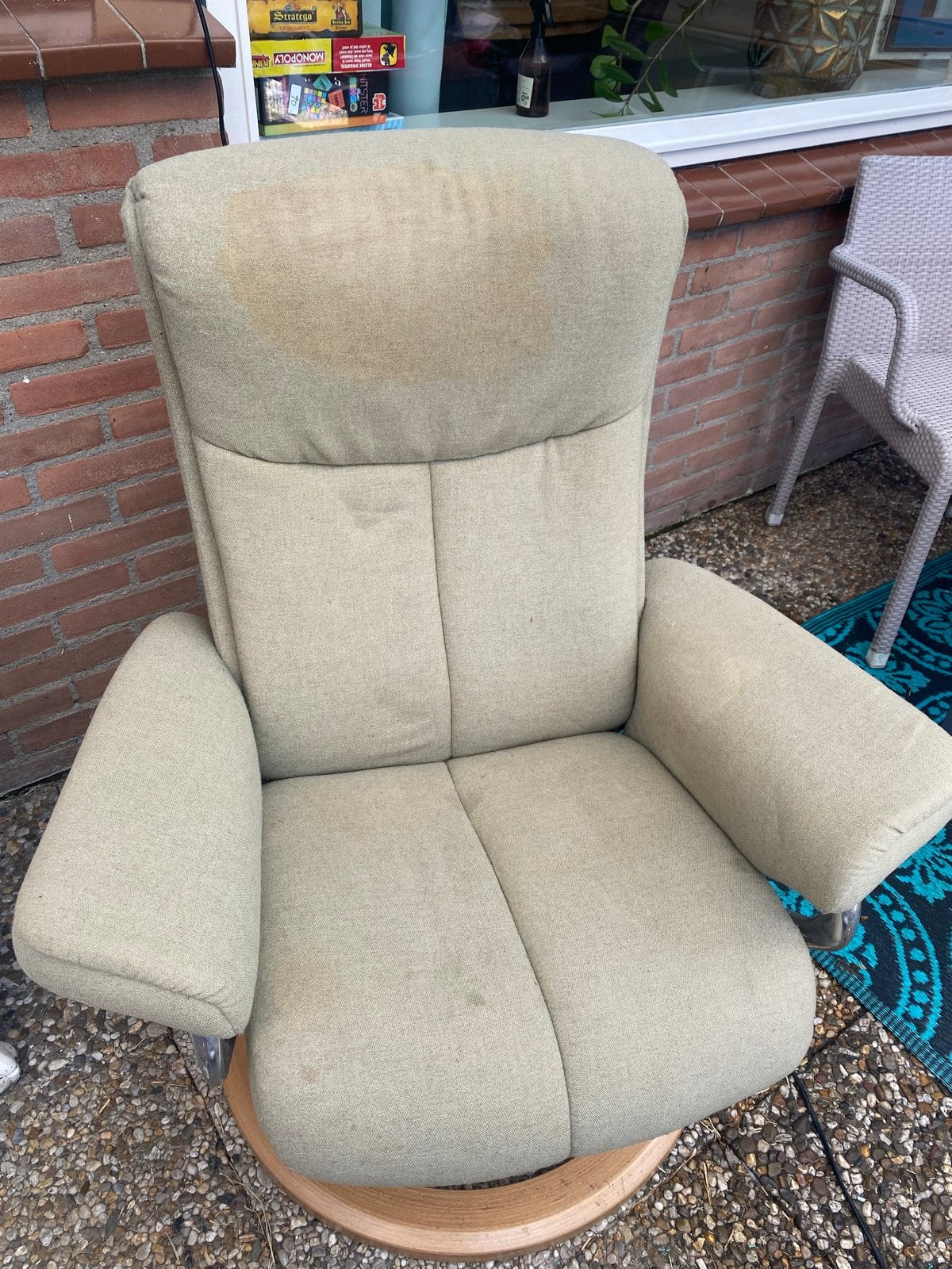 Gratis. Comfortabele relaxfauteuil met draaivoet opknapper!, Ophalen, Gebruikt, Stof, 75 tot 100 cm