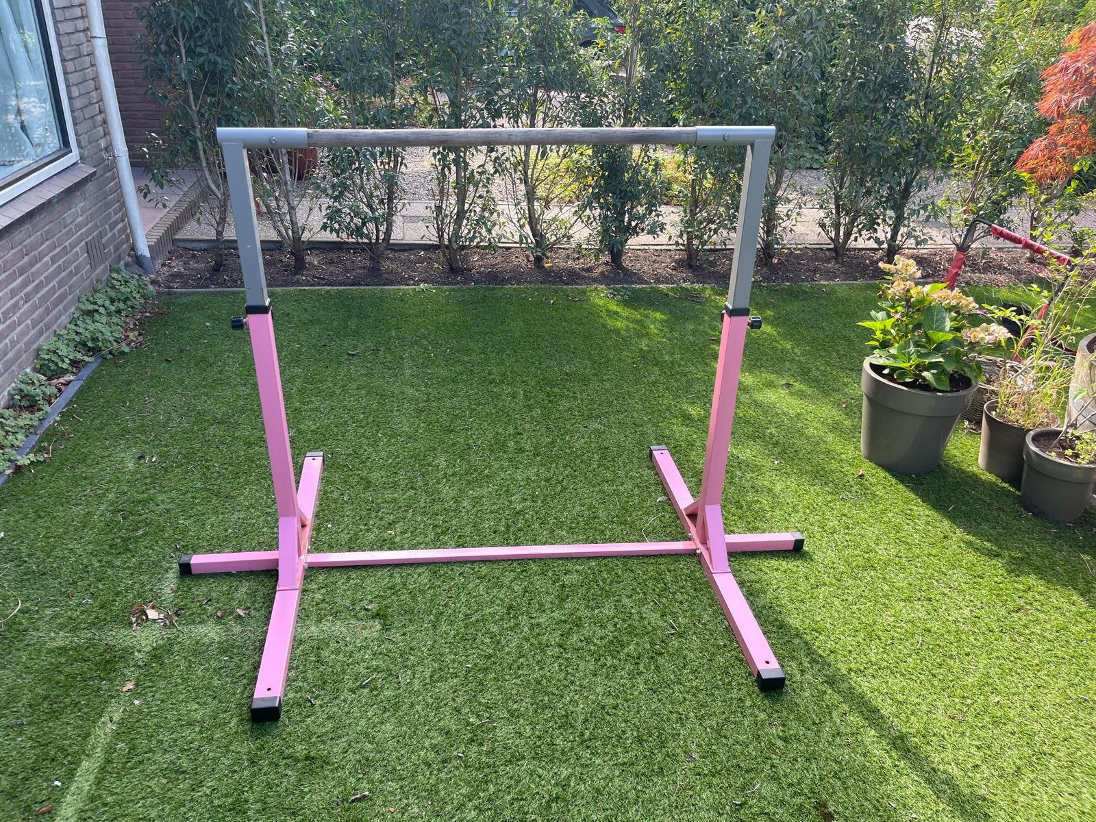 Turnrek verplaatsbaar en verstelbaar, Ophalen, Gebruikt, Materiaal, Roze