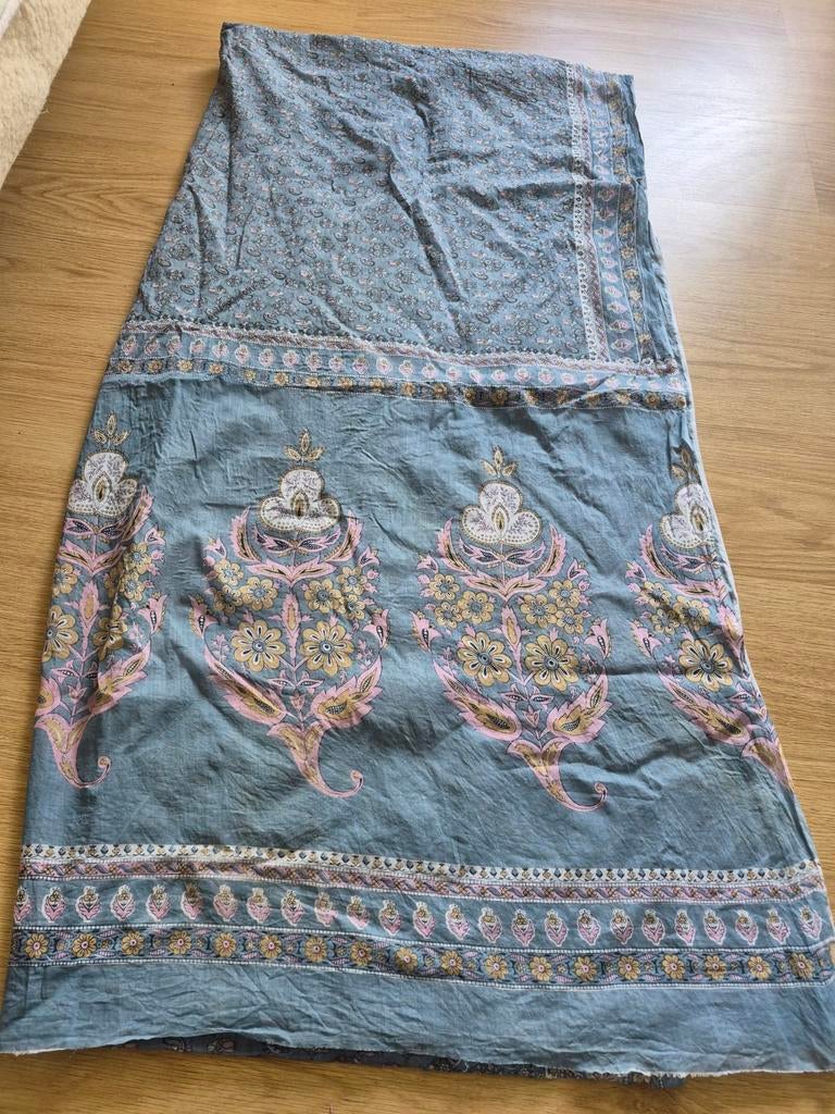 Blauwe sari met bloemenprint, Ophalen of Verzenden, Zo goed als nieuw