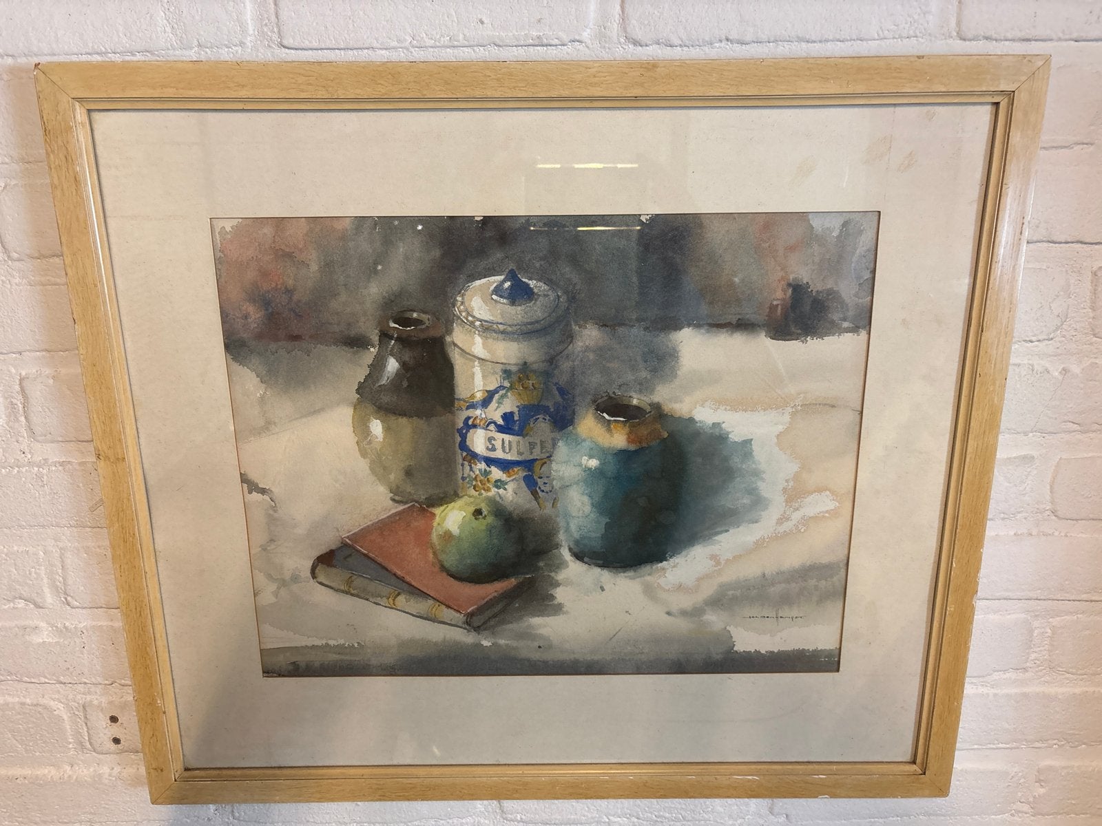 Stilleven aquarel gesigneerd door Jan den hengst, Realistisch, Stilleven, Ophalen of Verzenden, Gesigneerd