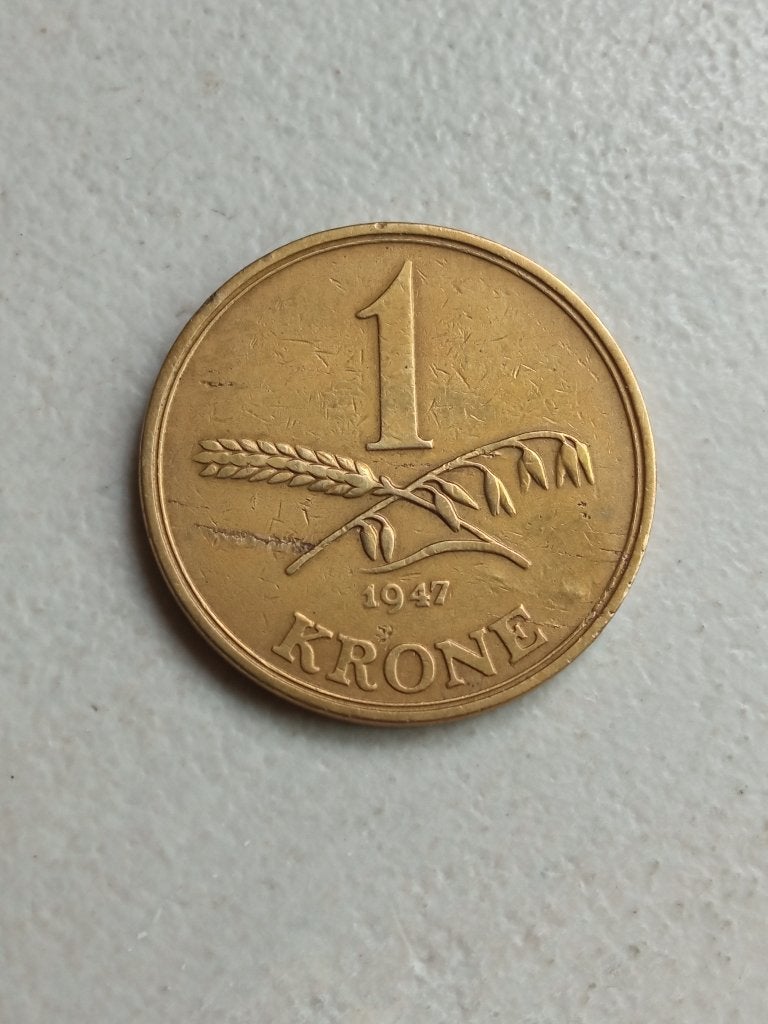 Denemarken 1 kroon 1947., Ophalen of Verzenden, Overige landen, Losse munt