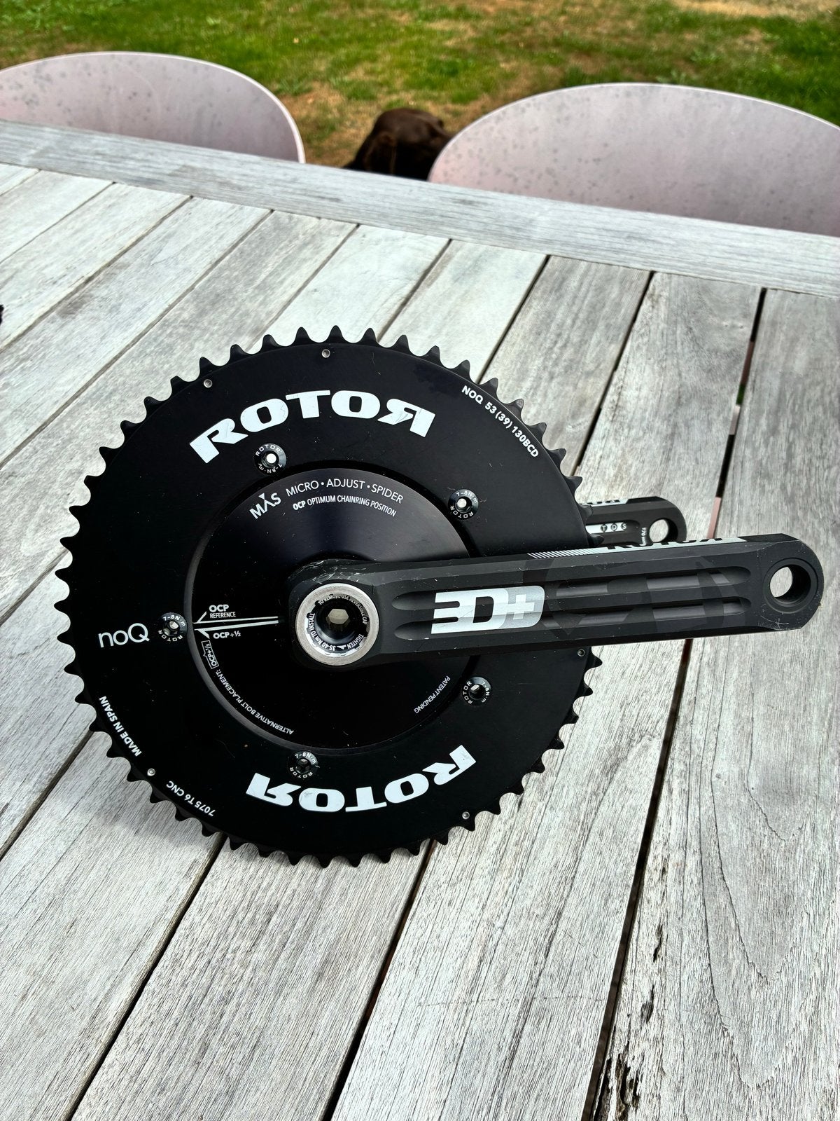 Rotor crankset met 53-39 tandwielen - 130BCD, Fietsen en Brommers, Crankstel of Pedalen, Verzenden, Zo goed als nieuw, Aluminium
