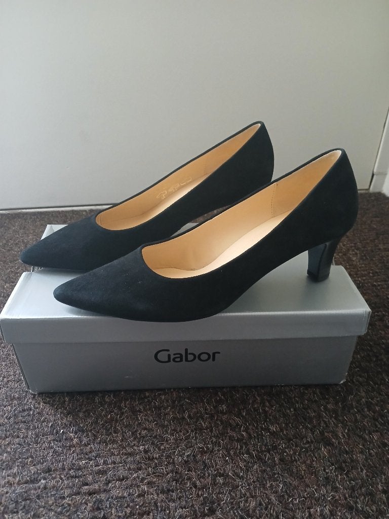 Gabor damesschoen met hak NIEUW zwart nubuck leer 38,5, Ophalen, Pumps, Zwart, Gabor