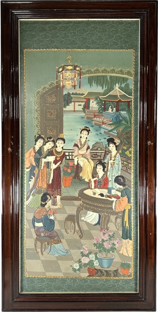 1323. Schilderij- acht hofdames in paleistuin, China, Ophalen