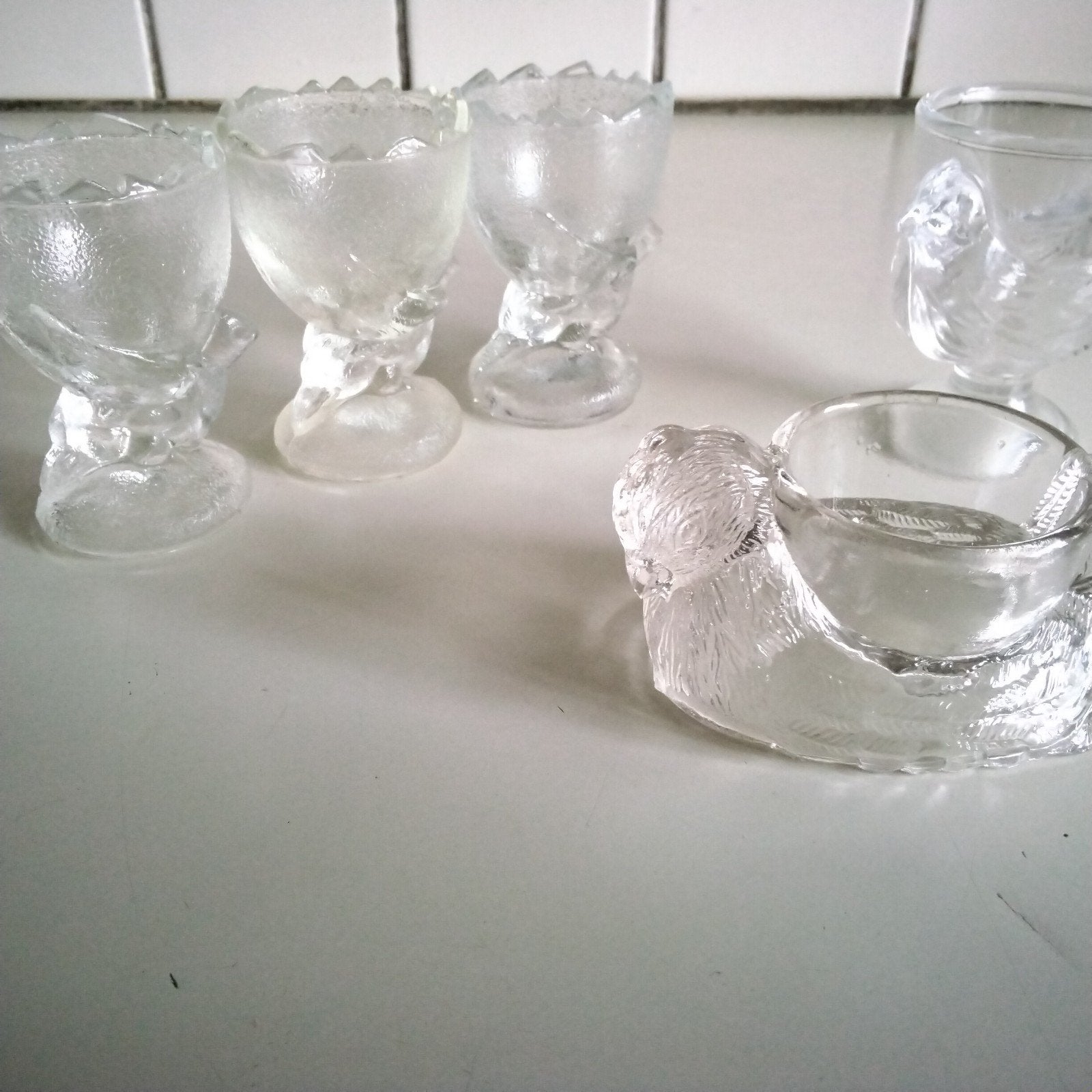 6 glazen eierdopjes, Overige typen, Ophalen of Verzenden, Overige stijlen, Glas