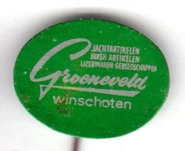 Speldje GROENEVELD WINSCHOTEN JACHT HUISHOUDELIJK ARTIKELEN, Ophalen of Verzenden, Gebruikt, Overige onderwerpen