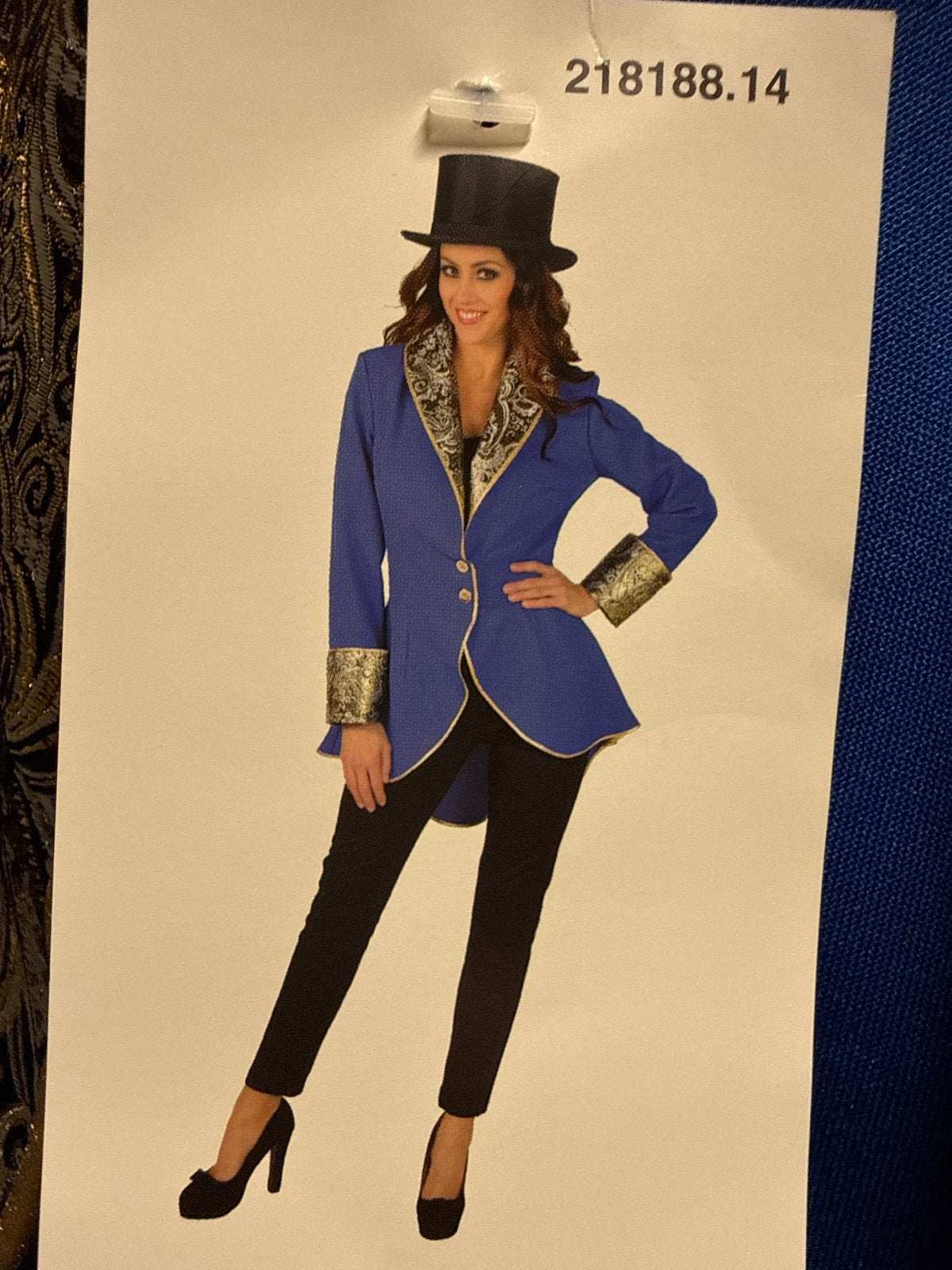 Blauw carnavalsjasje met gouden details, Carnaval, Maat 42/44 (L), Nieuw, Ophalen of Verzenden