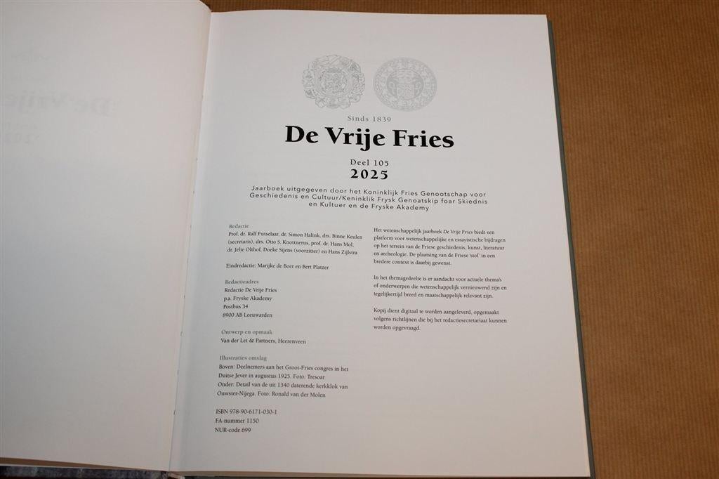 De Vrije Fries 105 — Friese Geschiedenis Jaarboek 2025, Ophalen of Verzenden, Zo goed als nieuw