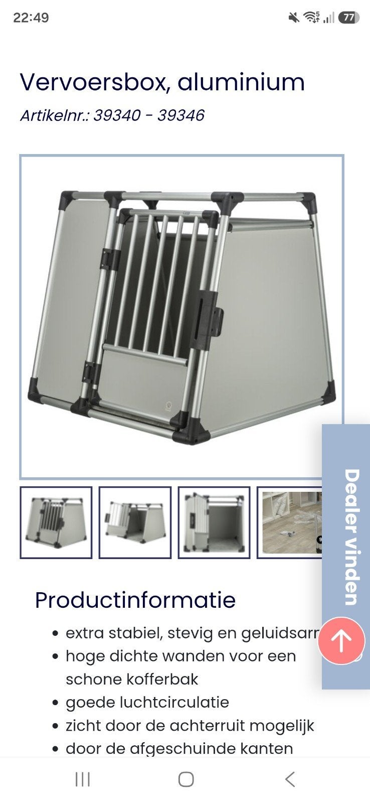 Trixie Aluminium Autobench / Transportbox XL – 89 x 86 x 65, Ophalen