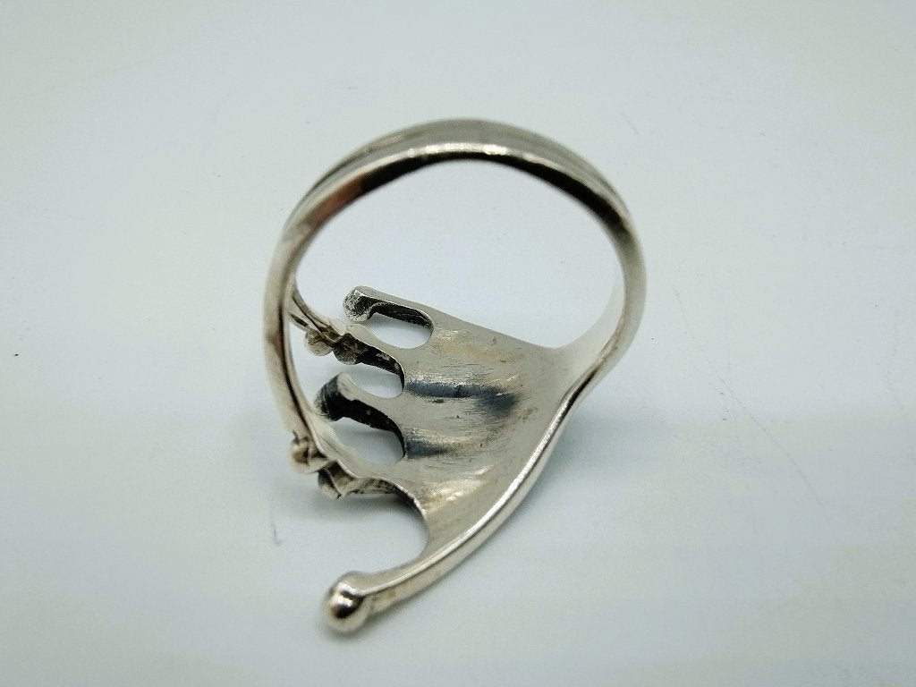 Zilveren ring uitgespreide vleermuis vleugels, 925, 19 mm, Sieraden, Tassen en Uiterlijk, Gebruikt, Info@zilverwebsite.nl, Verzenden