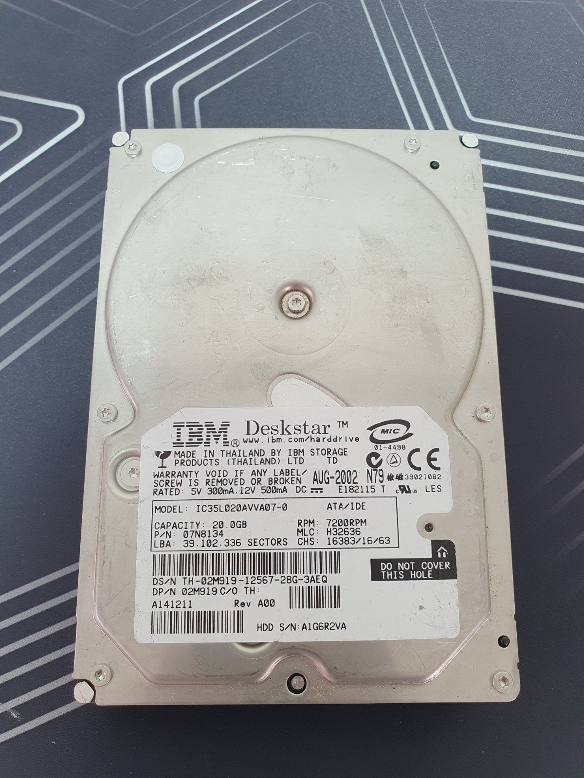 IBM Deskstar 20GB HDD harde schijf – 3.5" IDE (PATA), Intern, Gebruikt, 20 GB, .
