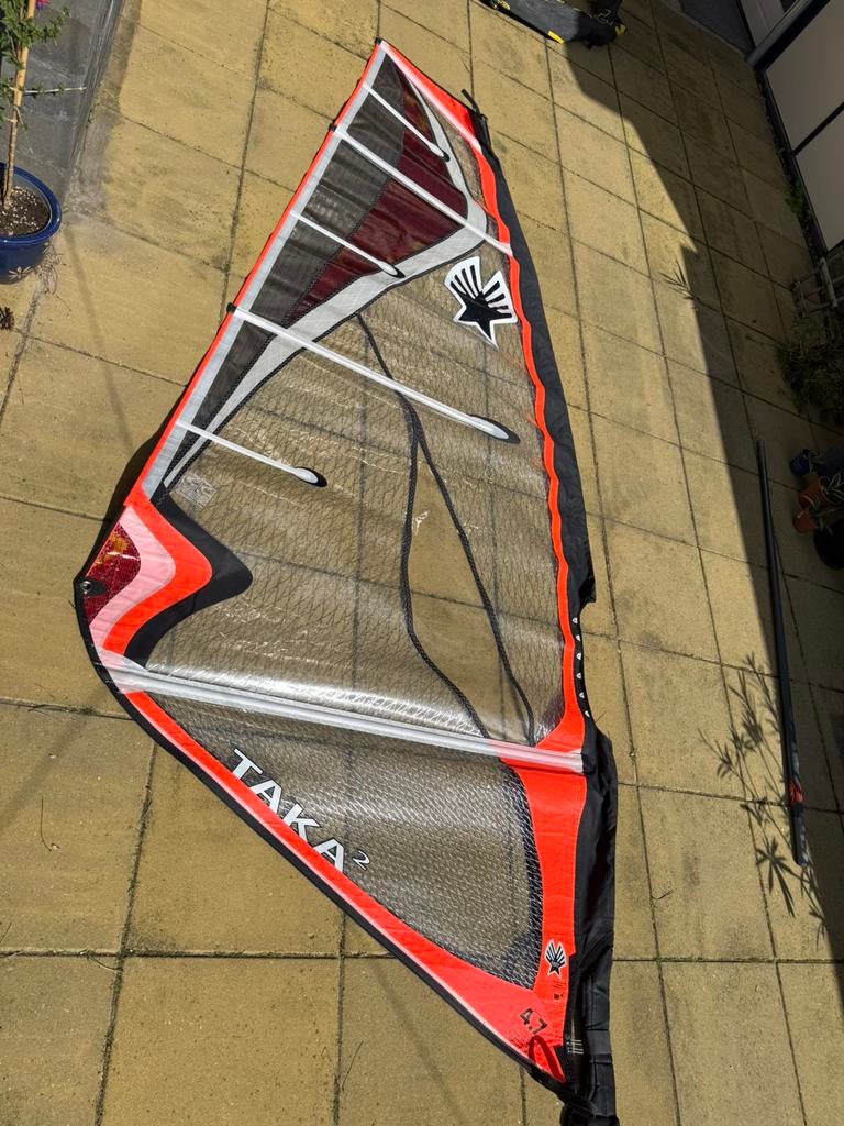 Ezzy Taka wavezeil 4,7m, Overige merken, Gebruikt, 3.5 tot 5 m², Ophalen of Verzenden