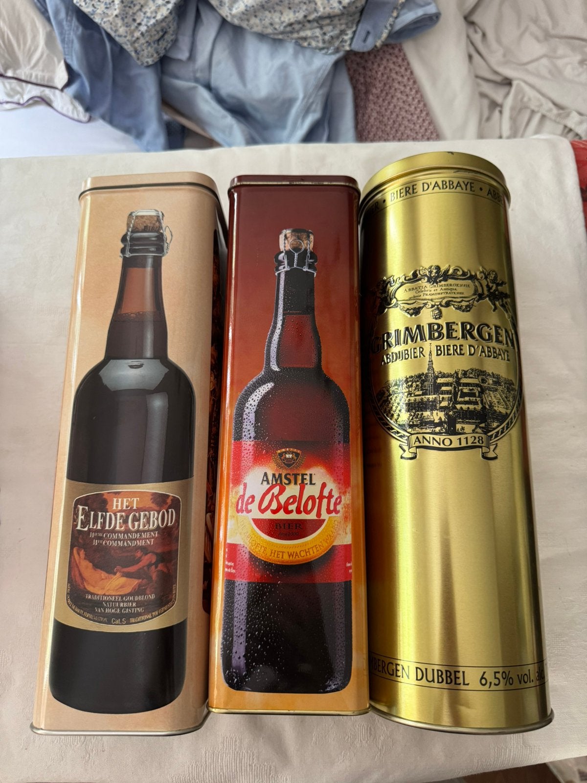 Vintage bierblikken – Grimbergen, Amstel & Het Elfde Gebod, Verzamelen, Ophalen of Verzenden, Zo goed als nieuw, Amstel