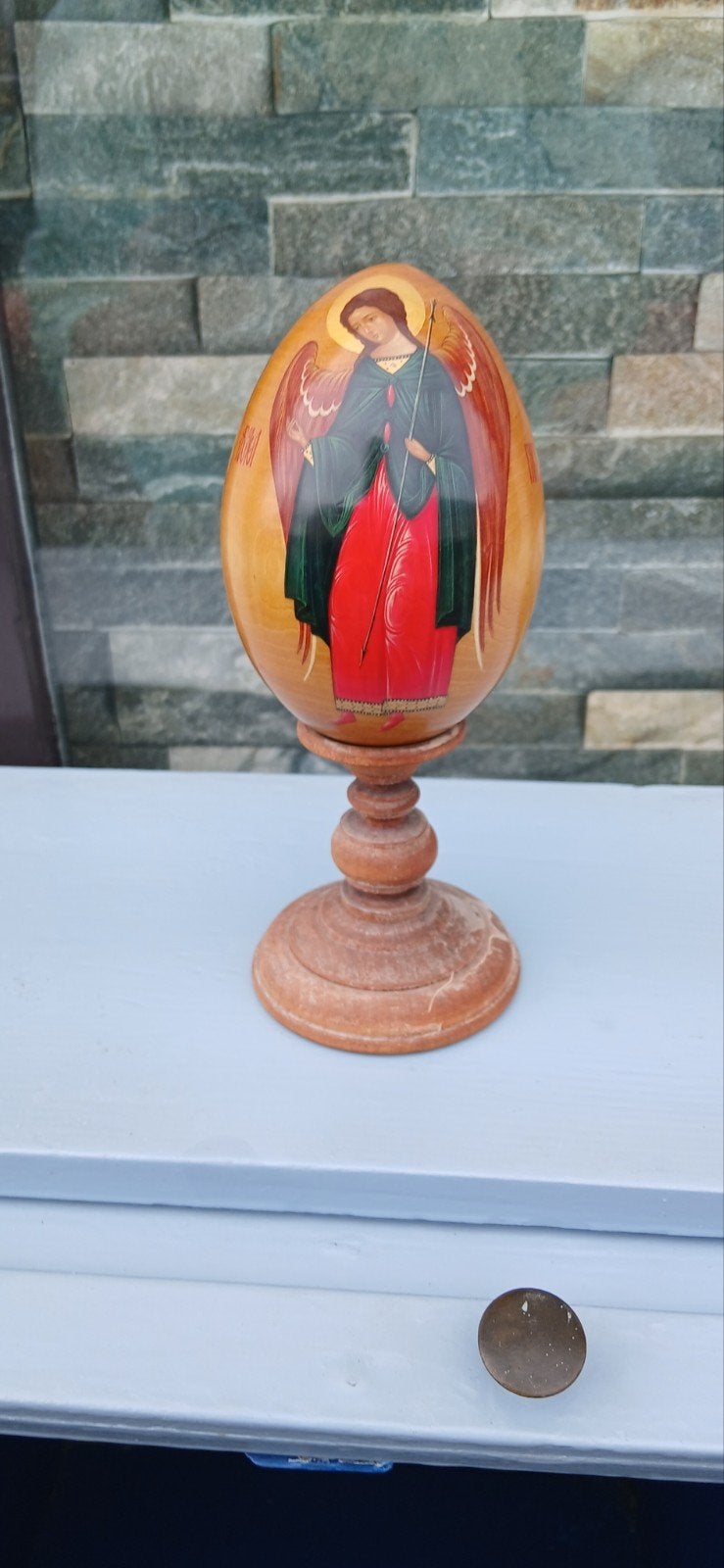 Handgeschilderde iconen op houten eieren, Antiek en Kunst, Ophalen of Verzenden