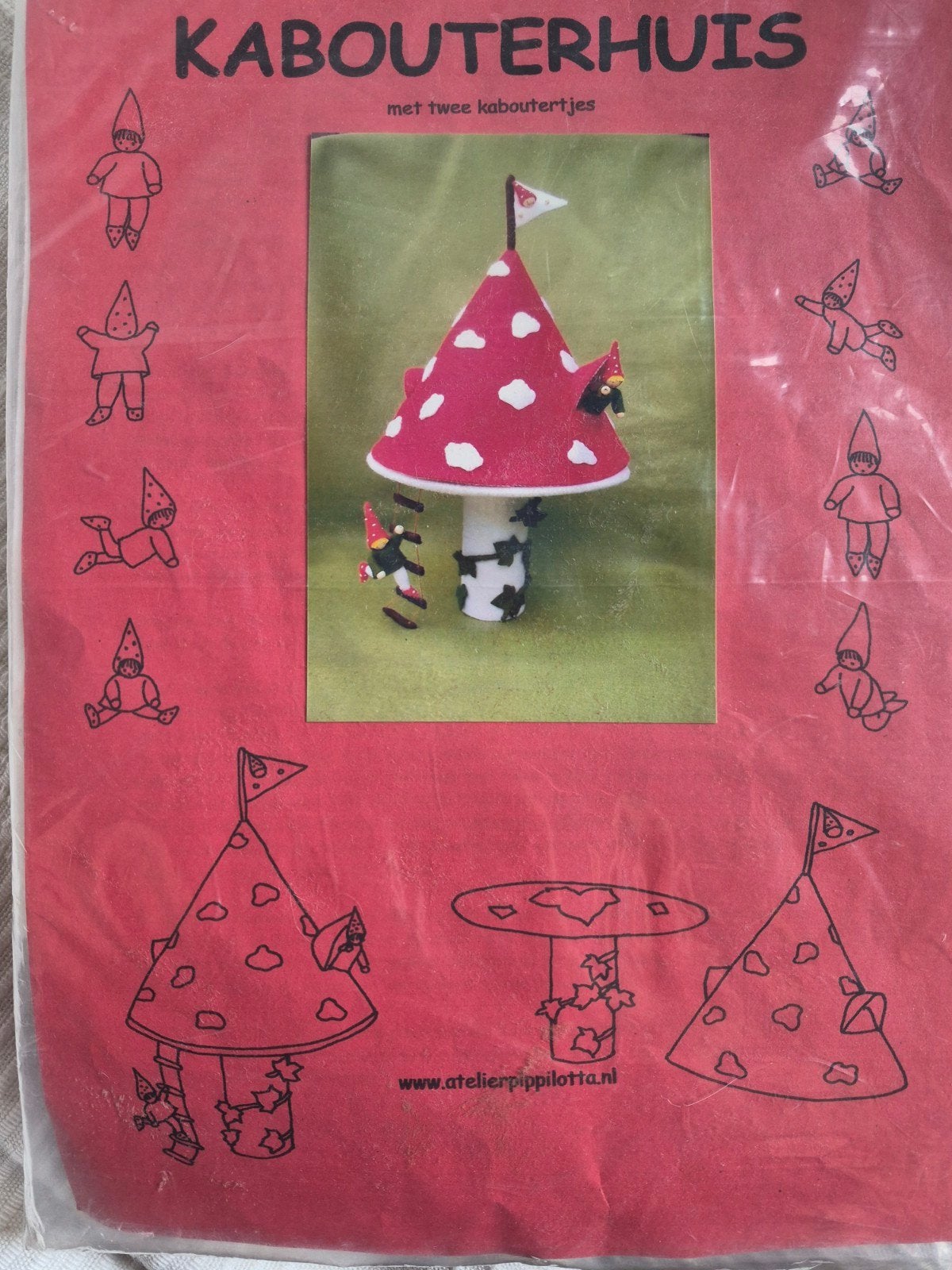 Viltpakket Kabouterhuis met twee kaboutertjes, Fantasie, Textiel, Nieuw, Meerkleurig