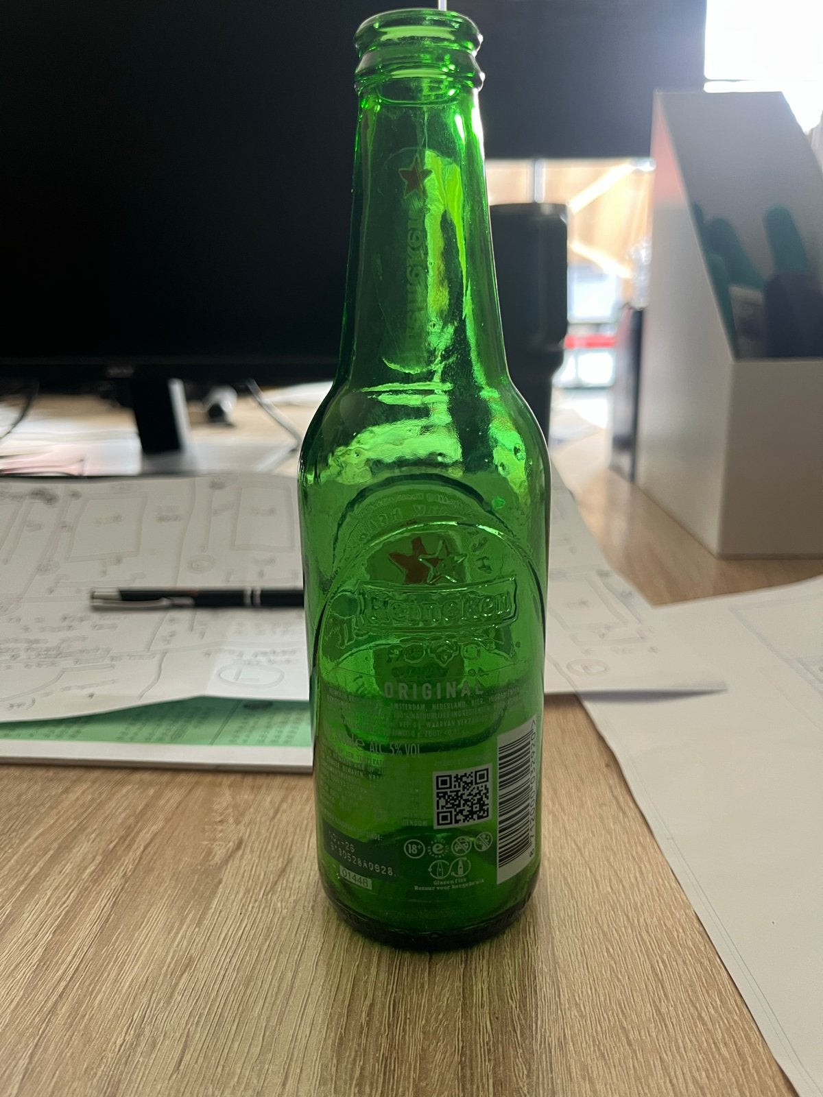 Vol Heineken bierfles - Verzamelobject, Ophalen of Verzenden, Gebruikt