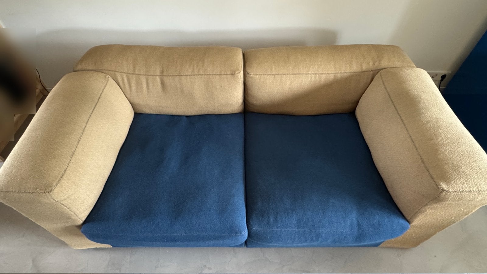 HAY Mags Softbank - 2-zitsbank met blauwe en beige bekleding, Huis en Inrichting, Banken | Bankstellen, Ophalen, Gebruikt, 150 tot 200 cm