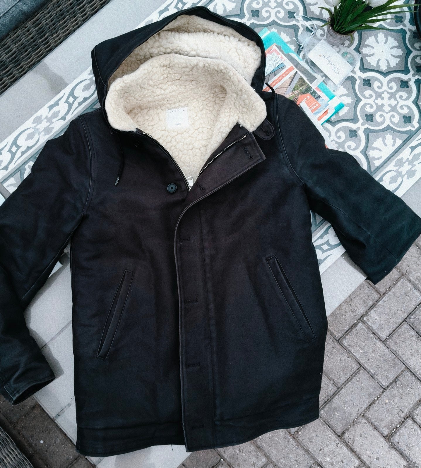 sandro Paris parka geheel gevoerd maat S, Sandro paris, Ophalen of Verzenden, Zo goed als nieuw, Grijs