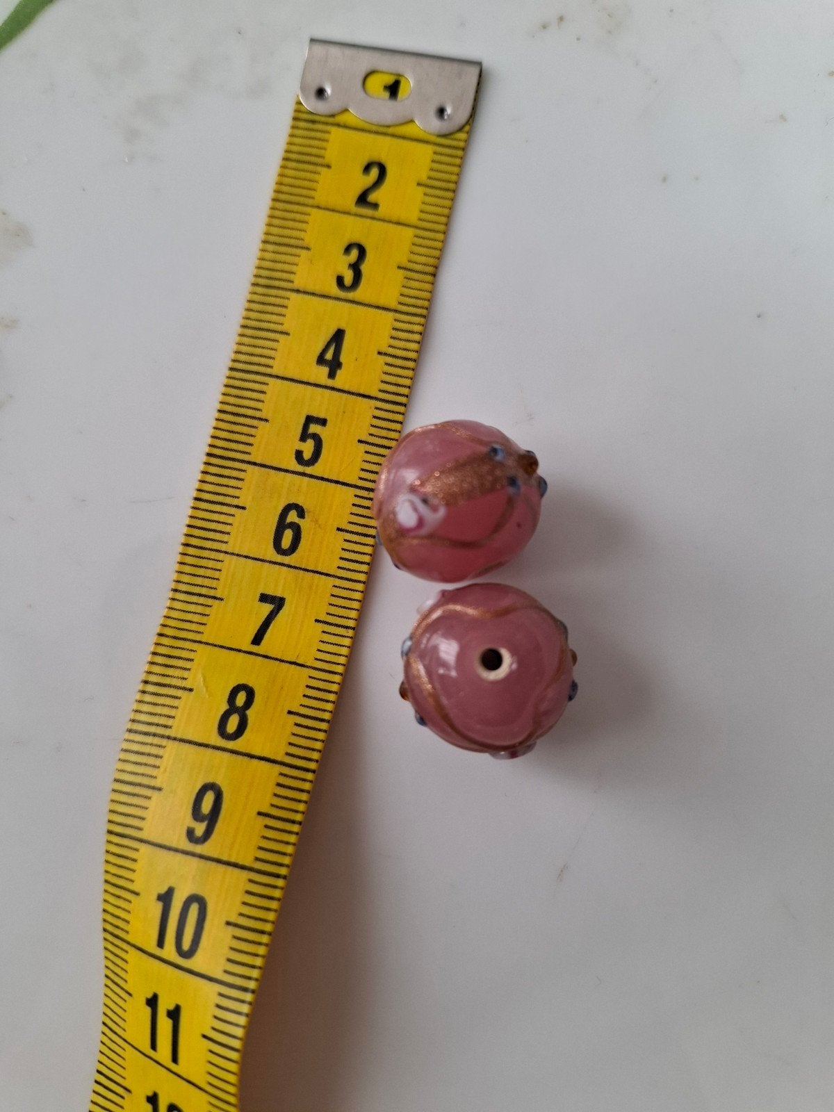 2 stuks luxe lampwork glaskralen roze goud kralen, Kraal, -, -, Nieuw
